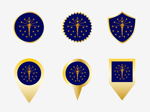 Vector Flag Set Of Indiana, US State