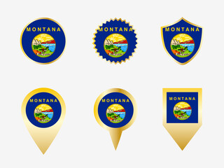 Vector flag set of Montana, US state