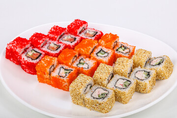 Japanese roll set with fish