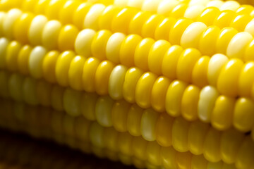 ゆでた　とうもろこしのアップ