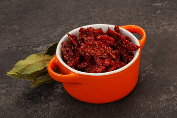 Dry tomato heap in the bowl
