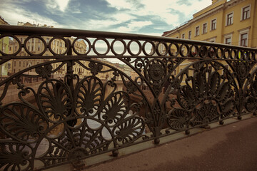 Saint-Petersburg. Forged historical lattice of bridges across the canal.