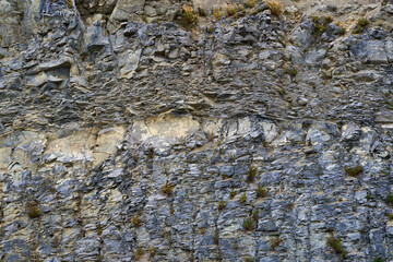 Rock formations in geological layers