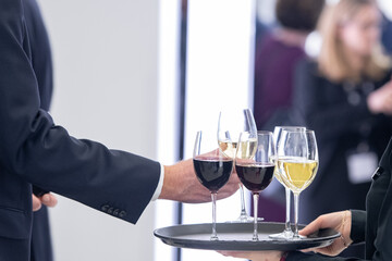 Wine service at a wedding reception