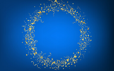 Yellow Star Flying Vector Blue Background. Fun 