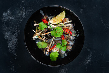 gourmet mussels served with fresh herbs for a tasty seafood meal