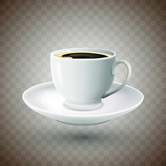 3d realistic vector isolated white porcelain cup of coffee