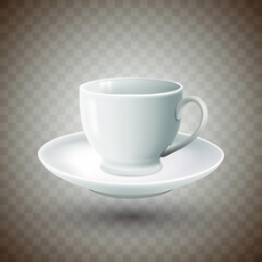 3d realistic vector isolated white porcelain empty cup