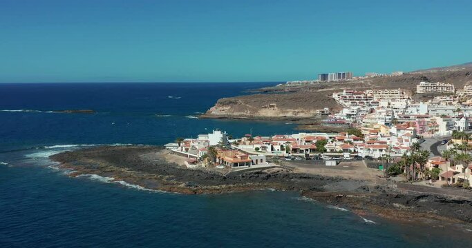Aerial view. Costa Adeje resort and Playa del Duque beach, Tenerife, Canary islands, Spain.