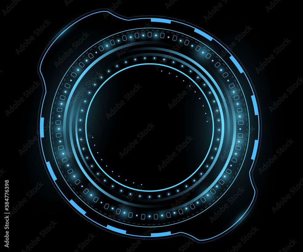Poster futuristic blue hud interface. big system data. glowing ui display. high tech panel for your technol