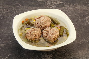 Soup with vegetables and meat balls