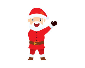Cute Santa Claus with Greeting Gesture Illustration