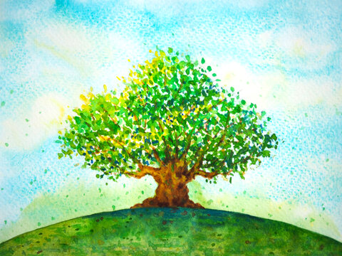 abstract sky nature tree growth earth spiritual mind mental healing watercolor painting design illustration drawing holistic art