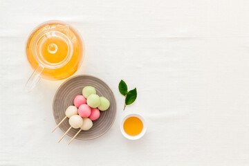 Japanese traditional sweets - dumpling rice cake, top view
