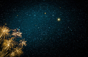 Abstract golden firework background . New Year background.