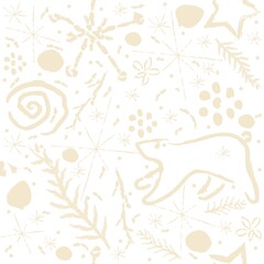 Cute Hand Drawn Winter Pattern. Seamless Pattern. Vector Illustration