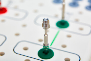 Dentist tools on the table. Sallow dof.