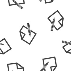 Edit vector icon on white isolated background. Document pencil edit seamless pattern on a white background.