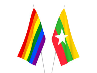 Myanmar and Rainbow gay pride flags
