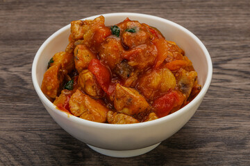 Chicken with oyster sauce and vegetables