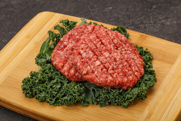 Raw beef burger cutlet for cooking