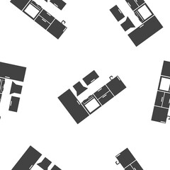 Vector kitchen room icon seamless pattern on a white background.