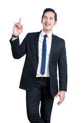 Asian businessman pointing something