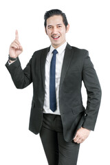 Asian businessman pointing something