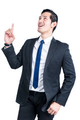 Asian businessman pointing something