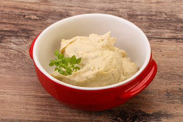 Vegan food - hummus with olive oil