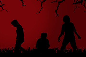 Silhouette of zombie hang around