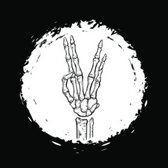 Vector Black and White Spock Skeleton Hand Illustration