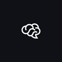 brain outline line art monoline logo vector icon