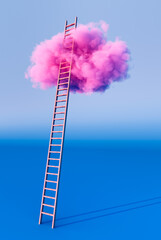 Obraz premium a ladder straight to the pink cloud (3d rendering)