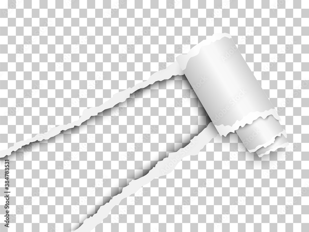 Wall mural torn, snatched window placed diagonally from lower left corner in checkered transparent paper with p