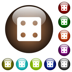 Dice four color glass buttons