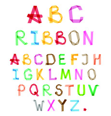Colorful ribbon style creative alphabet letters. 