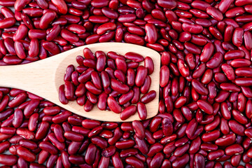 Red beans background. Red beans seeds. Adzuki bean background. Pile of red bean shot from above.