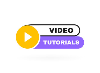 Video tutorials badge with play button emblem. Logo design. Vector illustration