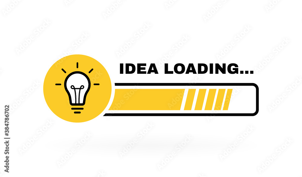 Poster idea loading concept with light bulb and loading bar. big idea, innovation and creativity. vector il