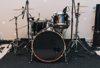 Fototapeta na wymiar Drum set close-up in a studio interior.
