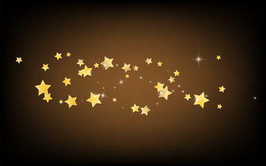 Yellow Shiny Stars Vector Brown Background. 