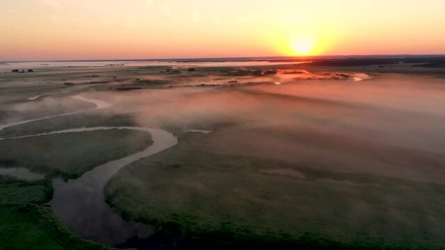 Sunrise ove Biebrza River, Poland