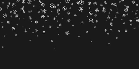 Falling snowflakes on dark background. Christmas snow. Vector illustration