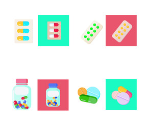 Medicine, pharmacy. Vector set of medicines.