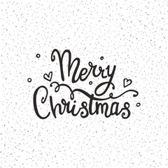 Merry Christmas handwritten lettering made with ink. Hand drawn X-mas Congratulation for greeting card, invitation, banner, poster and flyer templates. Isolated vector on white background.