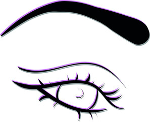vector illustration of eyes and eyebrows. linear drawing symbol for beauty services.