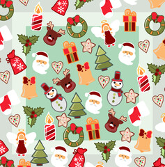 Christmas decorations with holiday cookies on the olive background