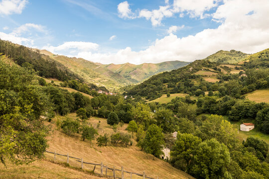 Lena, Spain. The countryside outside the Church of Santa Cristina de Lena