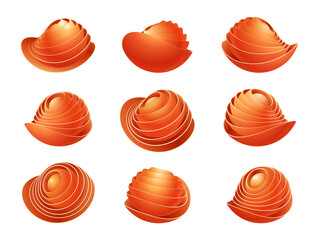 Abstract 3d sphere logos carving set. Logo spheres. Vector